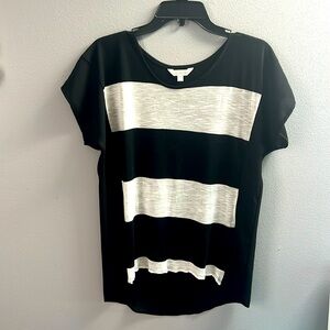 Charming Charlie black/white stripe blouse- Size Medium